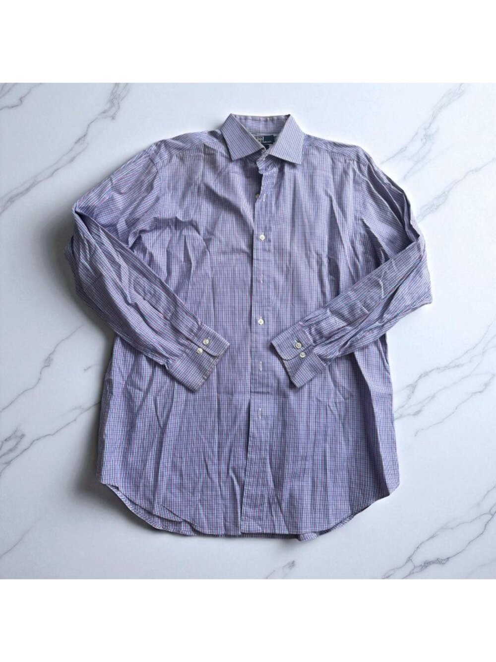 POLO RALPH LAUREN Purple Blue Plaid Button Down Shirt Size 16 32/33